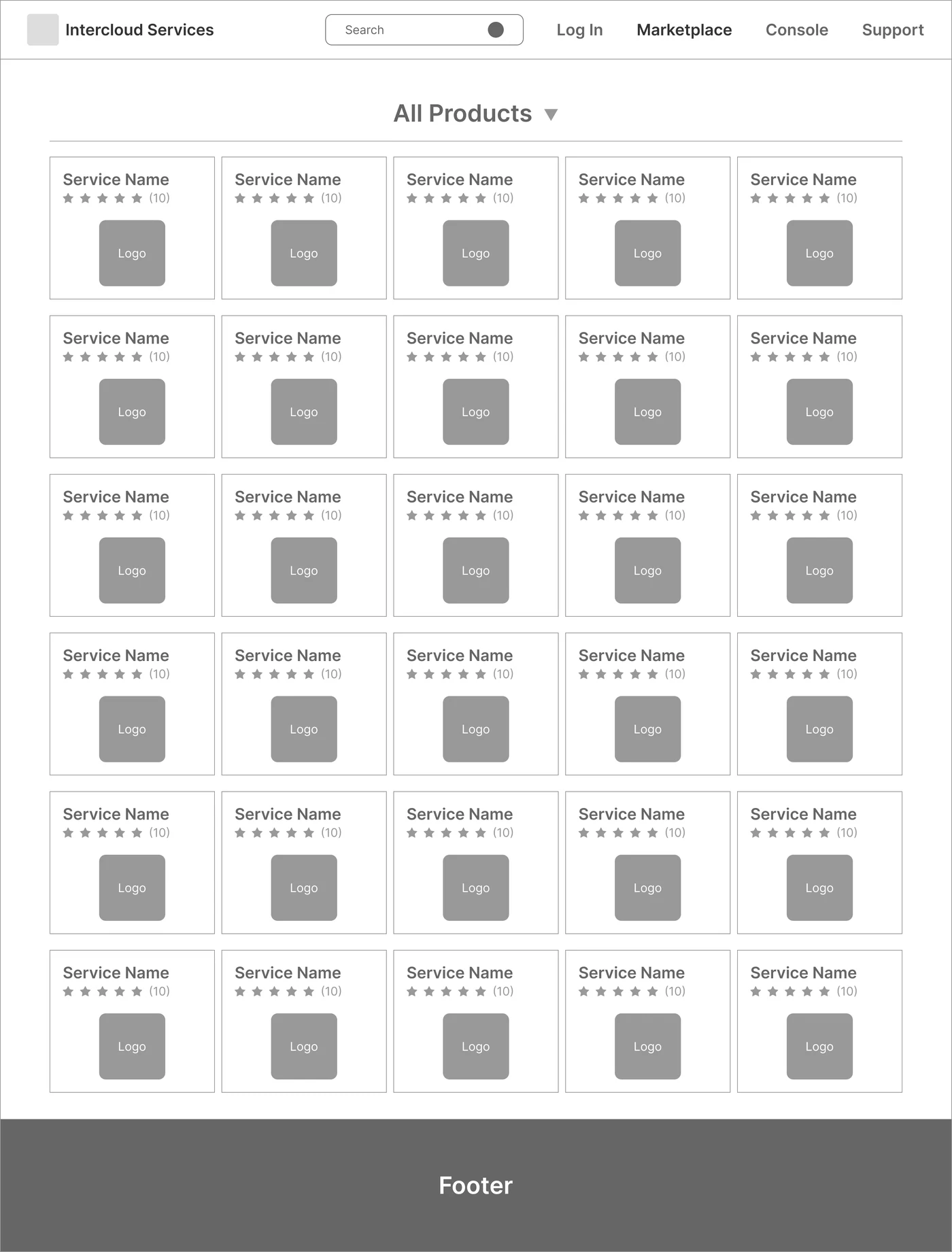 Wireframe: All products