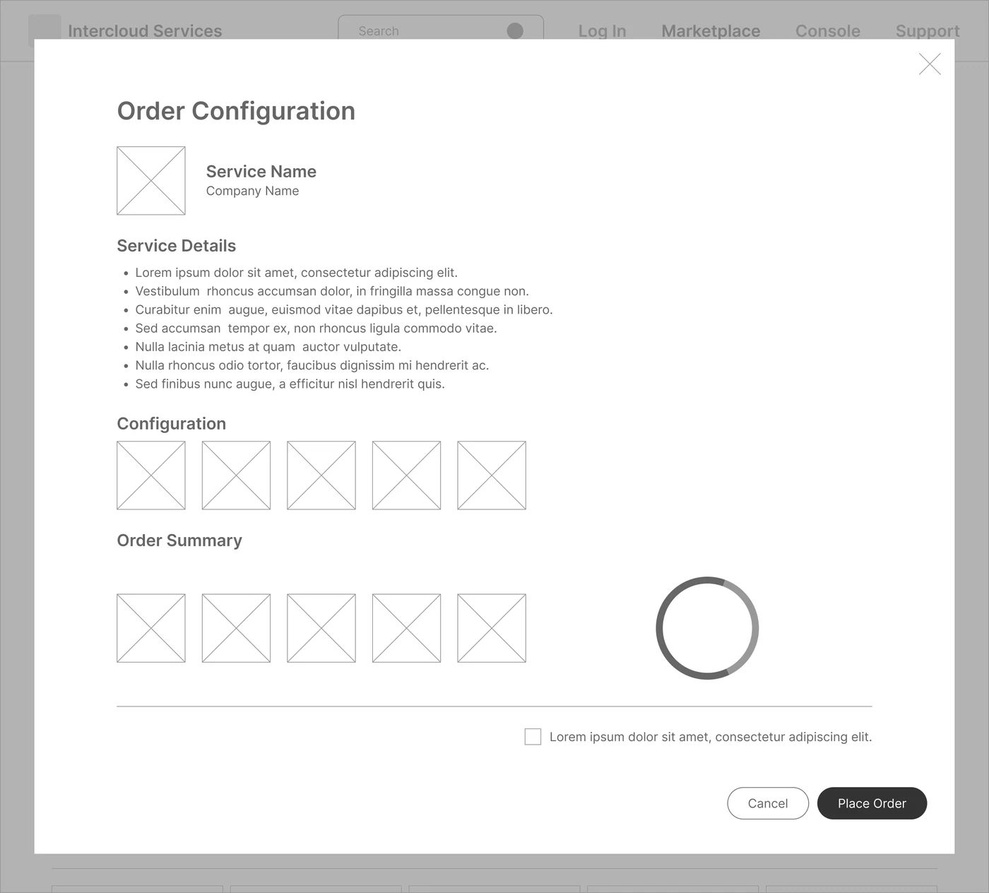 Wireframe: Order configuration