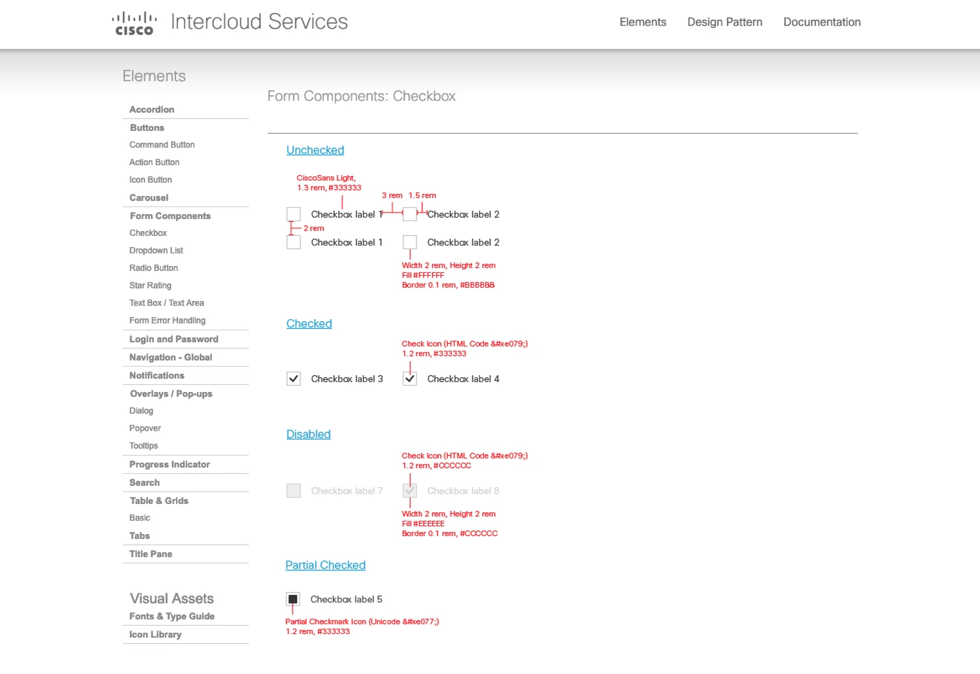 Design specification page: Checkboxes