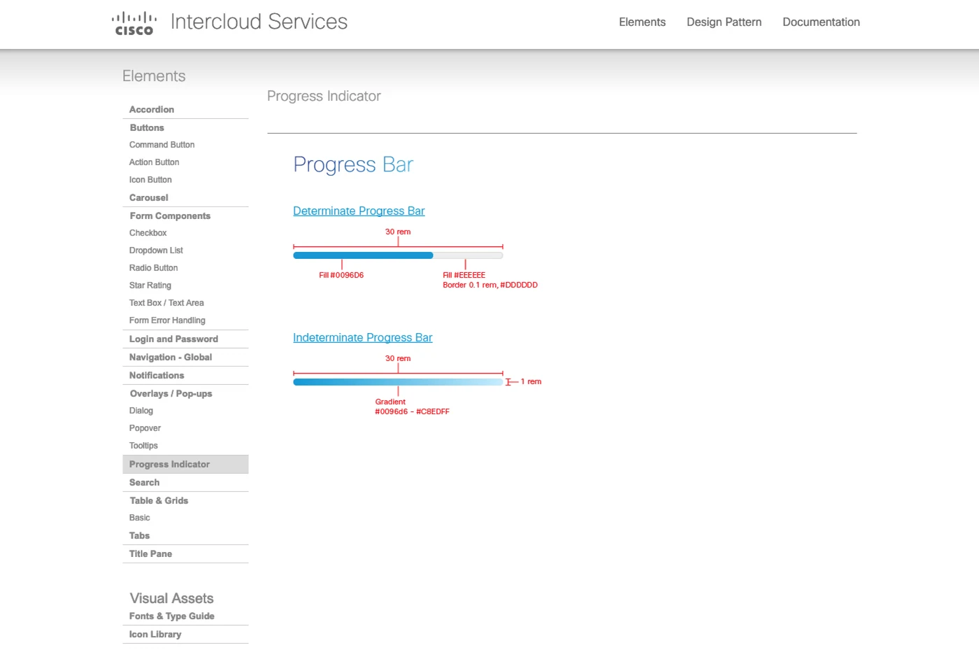 Design specification page: Progress bar
