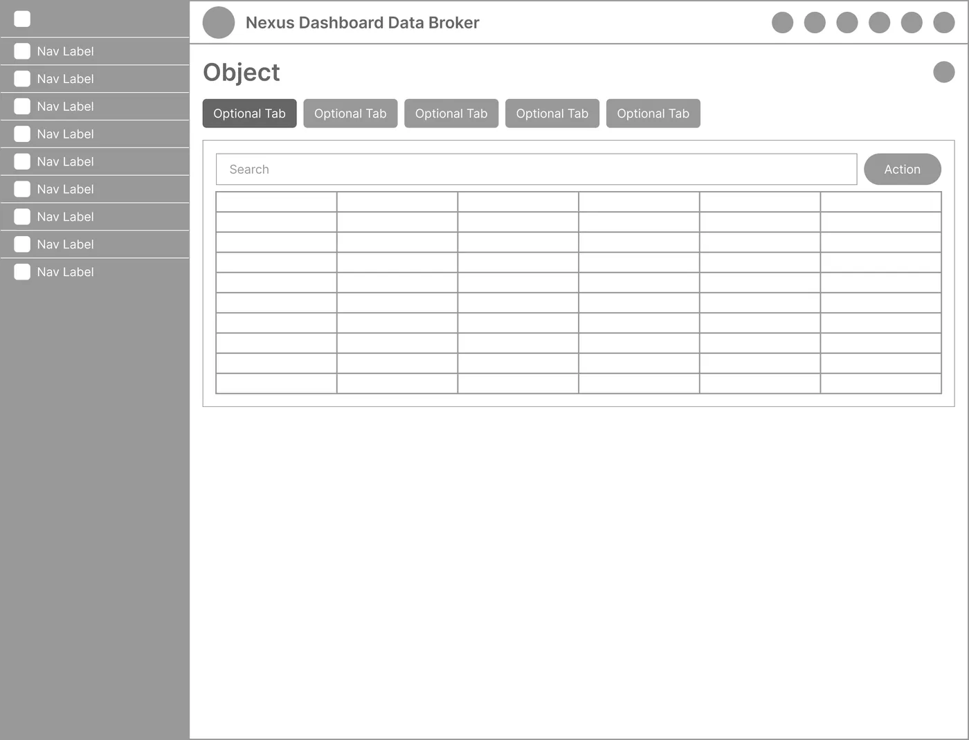 Wireframe: Object list