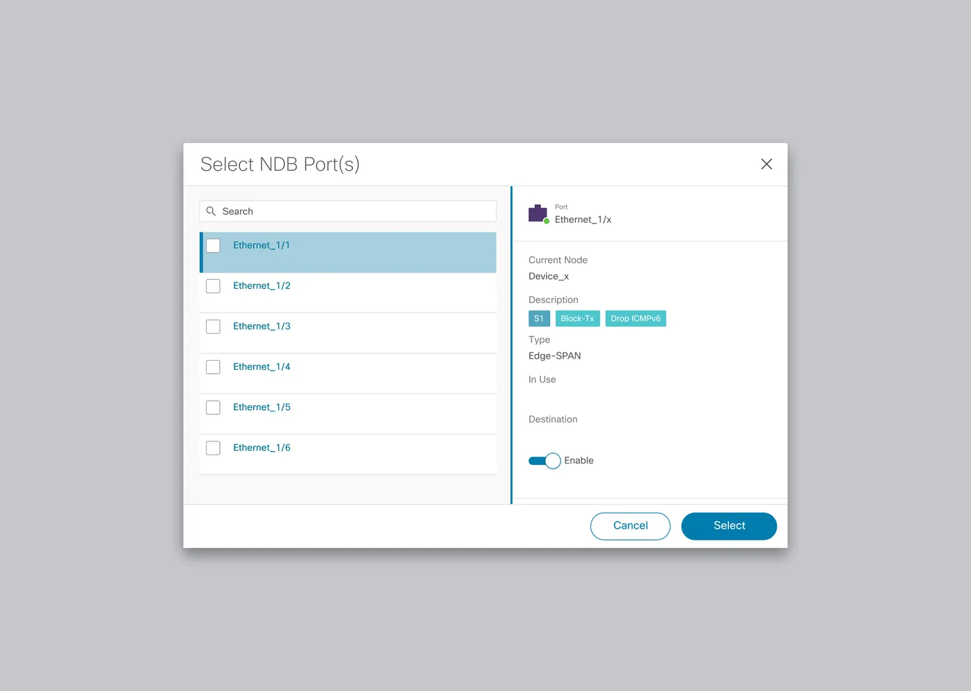 Final design: Select NDB port(s)