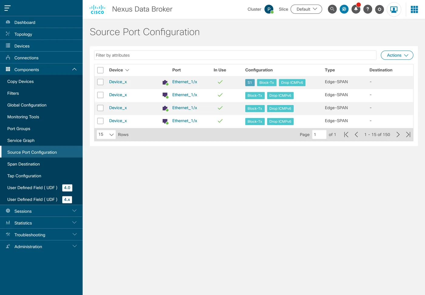 Final design: Source port configuration