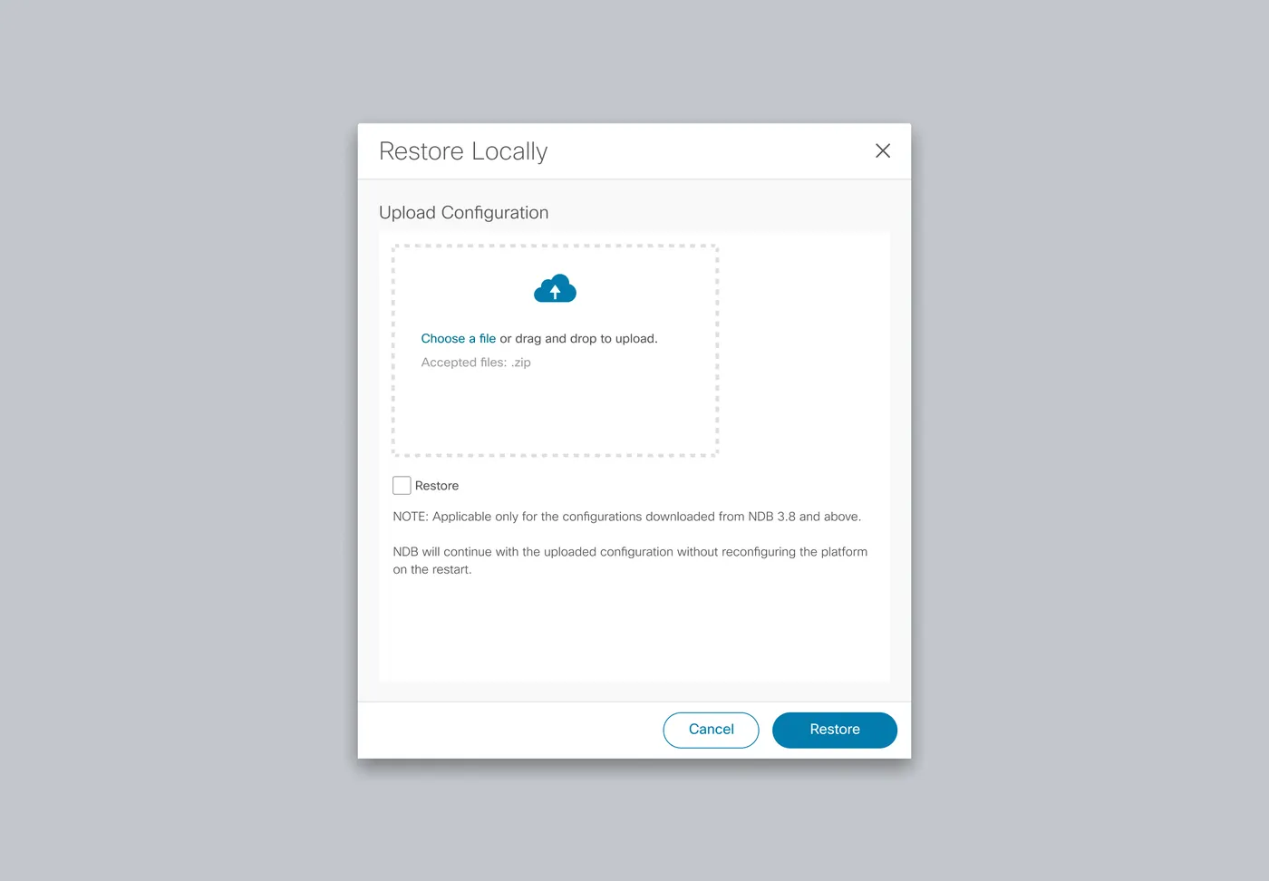 Final design: Restore locally