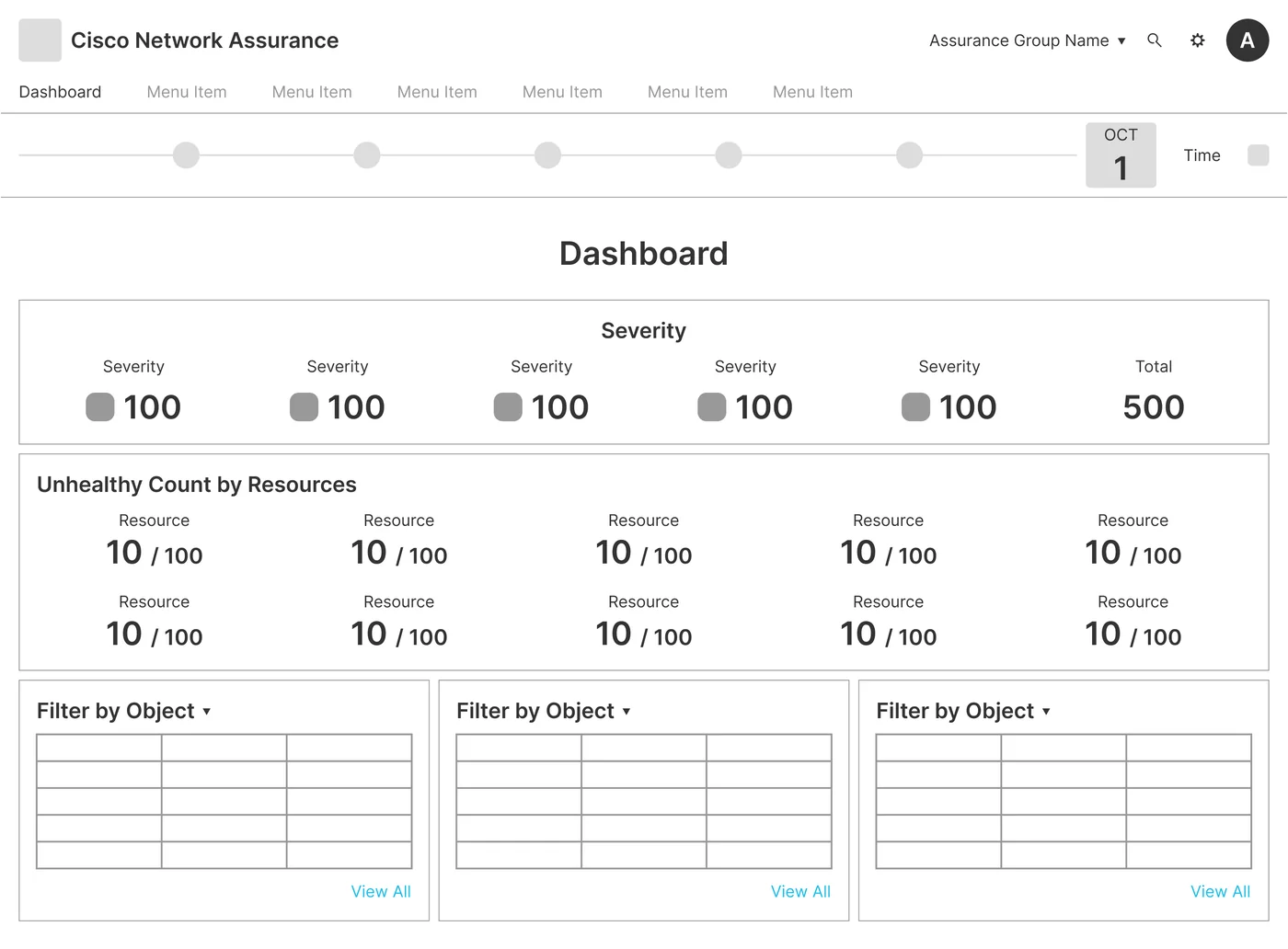 Wireframe: Dashboard wireframe